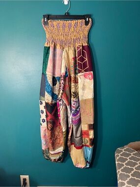 Kathmandu Multicolor Patchwork Smocked Waist Harem Pants